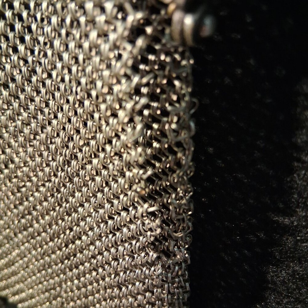 Shimmering (1910-1920) German-Ag Mesh Coin Pouch with Crest Plate & Talon Zipper - Picture 15 of 16
